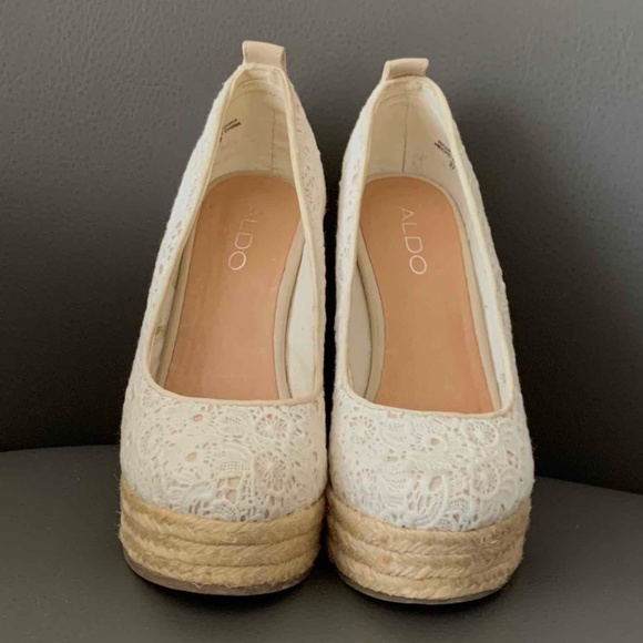 Aldo Pearl-White Color Lace high heel size 7 - Picture 2 of 7